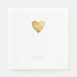 Chic faux Gold Heart of Love Wedding Party Napkin