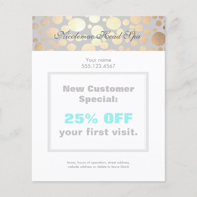 Chic Faux Gold Leaf Circle Pattern Flyer (Front)