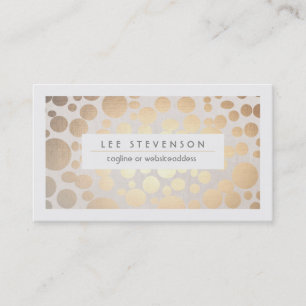 Chic Faux Gold Leaf Circle Pattern Linen Look Business Card