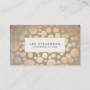 Chic Faux Gold Leaf Circles Taupe Look Business Card