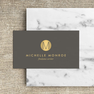 Chic Faux Gold Minimalist Monogram Business Card