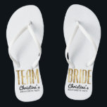 Chic Faux Gold Team Bride Wedding Bachelorette Flip Flops<br><div class="desc">Elegant, chic, and modern faux printed gold outline, Team Bride keepsake flip flops. This classic and sophisticated design is perfect for the classy, trendy, and stylish bridesmaid or maid of honour. Wear them to the bachelorette party or any pre-wedding event to show your support for the bride. All photo print...</div>