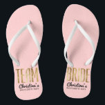 Chic Faux Gold Team Bride Wedding Bachelorette Flip Flops<br><div class="desc">Elegant, chic, and modern faux printed gold outline rose quartz pink, Team Bride keepsake flip flops. This classic and sophisticated design is perfect for the classy, trendy, and stylish bridesmaid or maid of honour. Wear them to the bachelorette party or any pre-wedding event to show your support for the bride....</div>