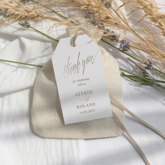 Chic Faux Metallic Gold Calligraphy Wedding Gift Tags (Creator Uploaded)