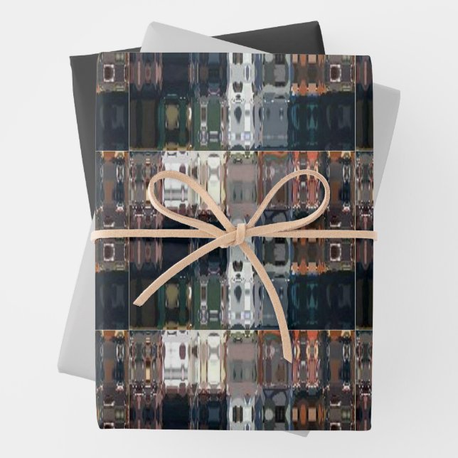Chic Faux Mosaic Gray Terracotta Design Wrapping Paper Sheet (In situ)