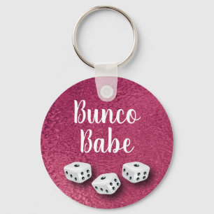 Chic Faux Pink Foil Bunco Dice Key Ring