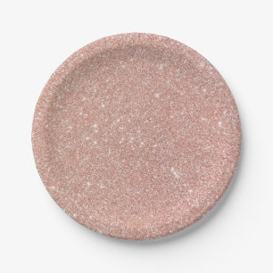 Chic Faux Rose Gold Glitter Paper Plates
