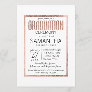 Chic Faux Rose Gold Graduation Ceremony Invitation