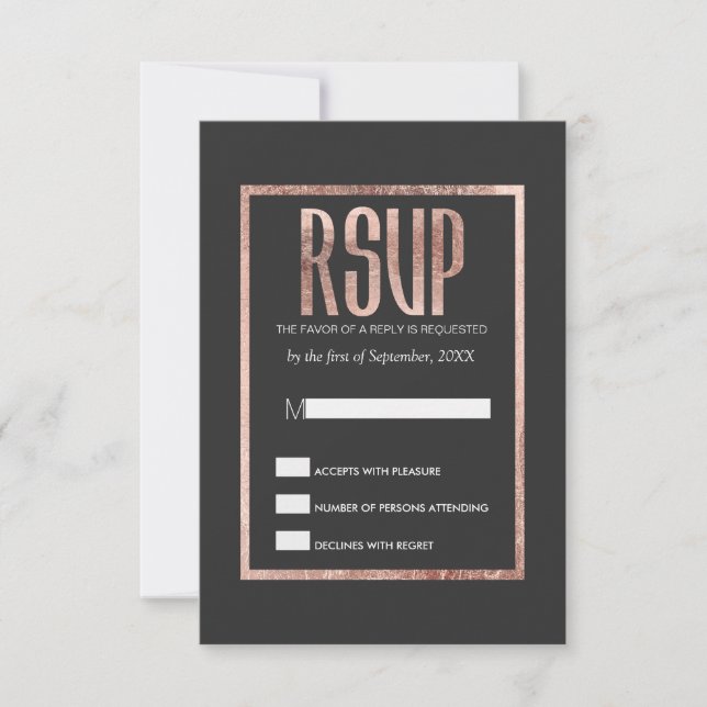 Chic Faux Rose Gold RSVP Cards (Front)
