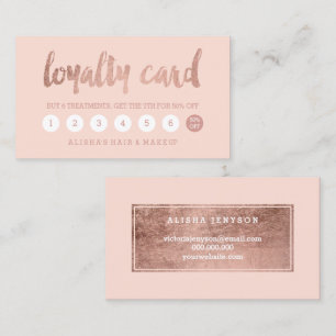 Chic faux rose gold typography blush loyalty card