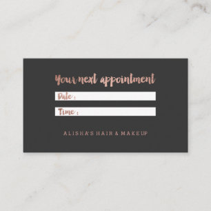 Chic faux rose gold typography grey appointment card