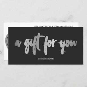 Chic faux silver foil  grey logo gift certificate