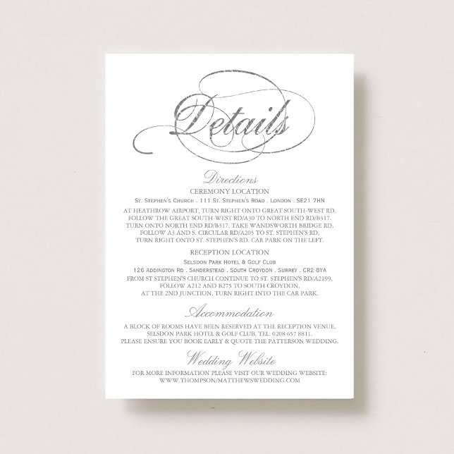 Chic Faux Silver Foil Wedding Detail Template (Creator Uploaded)
