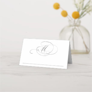 Chic Faux Silver Foil Wedding Place Card Template
