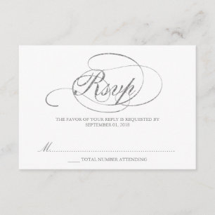 Chic Faux Silver Foil Wedding RSVP Template