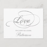 Chic Faux Silver Foil Wedding Thank You Template
