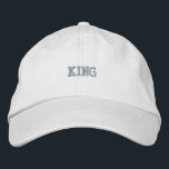 Chic Featuring Striking Embroidered King White-Hat Hat<br><div class="desc">Featuring the iconic "King" text,  this embroidered white cotton cap provides a sleek and comfortable option for everyday wear. The adjustable strap ensures a perfect fit for all-day comfort.</div>