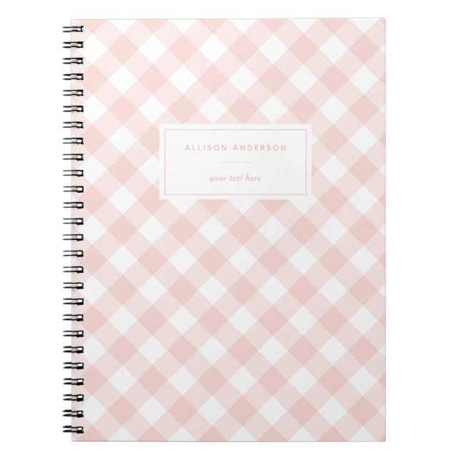 Chic Feminine Blush Pink Buffalo Plaid Notebook (Front)