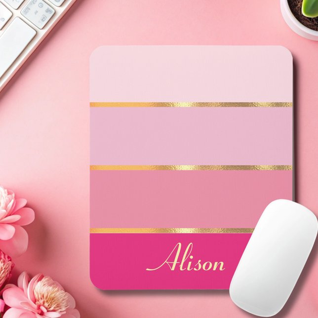 chic feminine modern pink gold Name  Mouse Mat (Creator Uploaded)