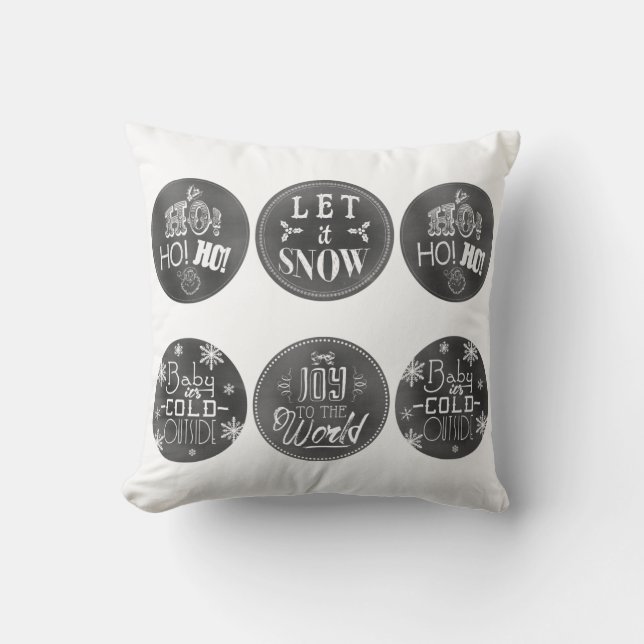 Chic Festive Chalkboard Design Cushion (Front)