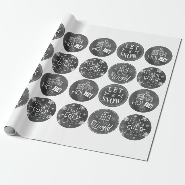 Chic Festive Chalkboard Design Wrapping Paper (Unrolled)