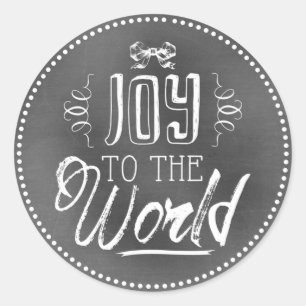 Chic Festive Chalkboard Joy to the World Classic Round Sticker