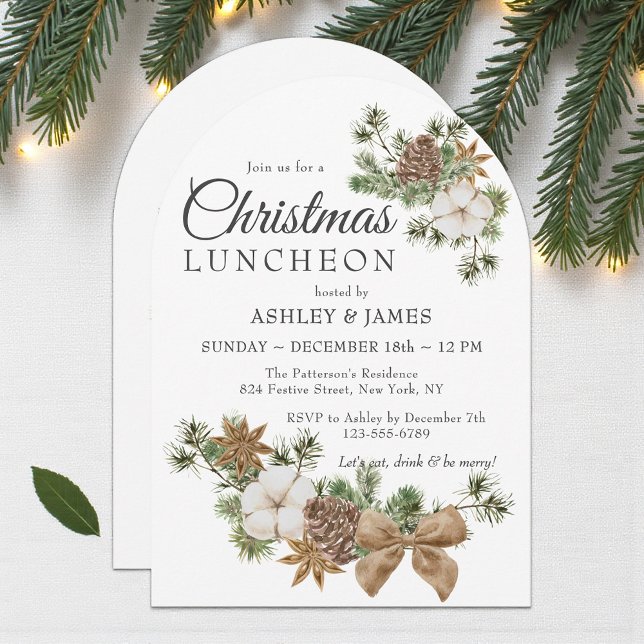 Chic Festive Cotton Pine Corporate Christmas Party Invitation (Creator Uploaded)
