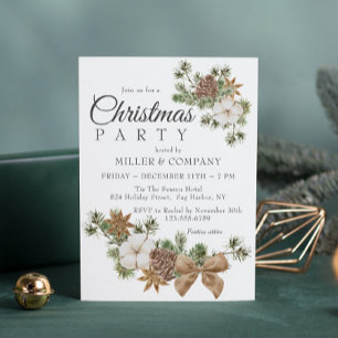 Chic Festive Cotton Pine Corporate Christmas Party Invitation