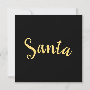 Chic Festive Modern Santa Script Black Background Holiday Card