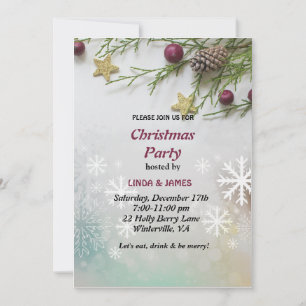Chic Festive Pine berry Christmas Party  Invitation