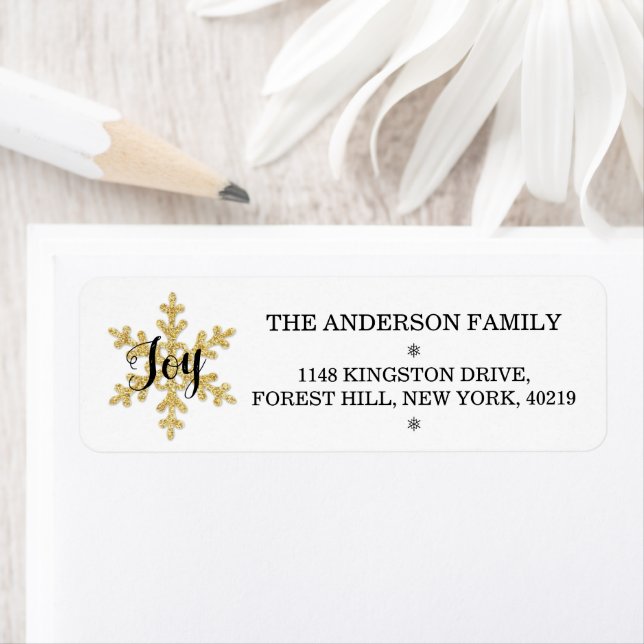 Chic Festive Snowflake Custom Return Address (Insitu)