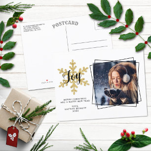 Chic Festive Snowflake Photo Holiday