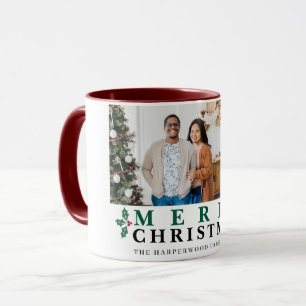 Chic Festive Typography Merry Christmas 3 Photo Mug