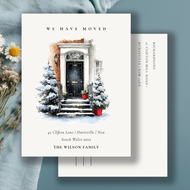Chic Festive Winter Front Door We have Moved  Postcard (Creator Uploaded)