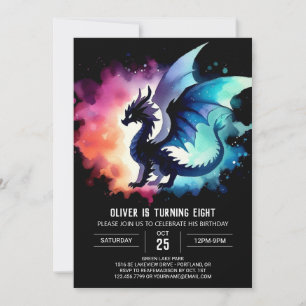Chic Fiery Dragon Birthday Custom Invitation