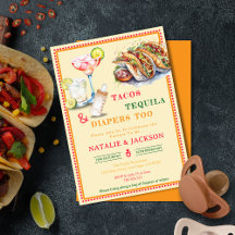 Chic Fiesta Watercolor Tacos Tequila Baby Shower