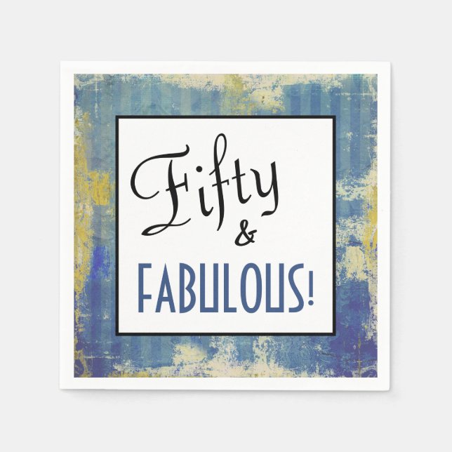 Chic Fifty & FABULOUS! 50th Birthday Blues Party Napkin (Front)