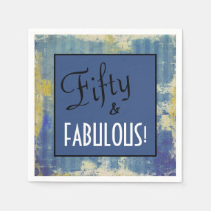 Chic Fifty & FABULOUS! Birthday Party Blue Denim Napkin