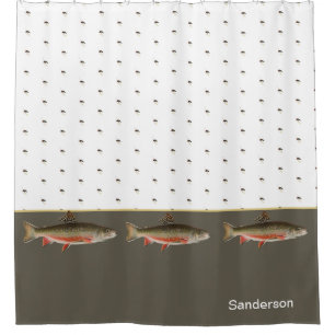 Chic Fishermen's Fly fishing and Trout Bathroom  Shower Curtain