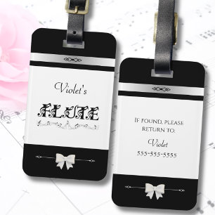 Chic Flautist Black and White Flute Case ID Tag