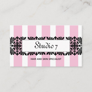 Chic Fleur de Lis &  Stripes in Soft Pink Business Card