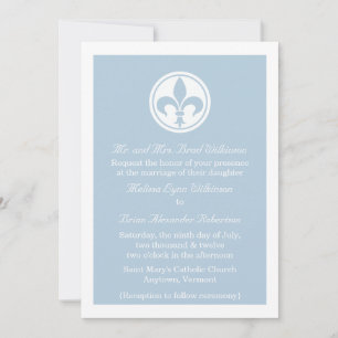 Chic Fleur De Lis Wedding Invite, Blue Invitation