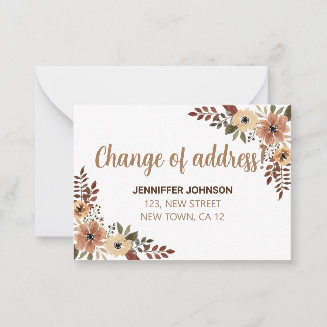 Chic Flora Change Of Address Announcement Card (Front)