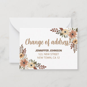Chic Flora Change Of Address Announcement Card