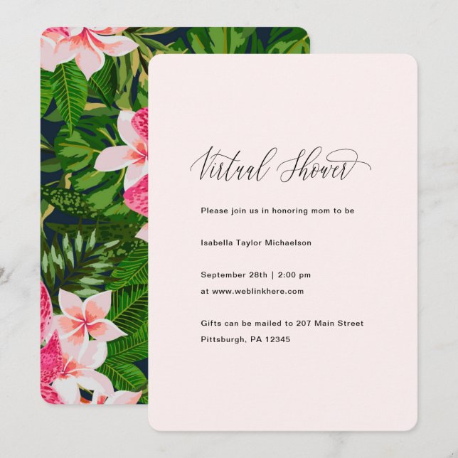Chic Floral and Greenery Virtual Baby Shower Invitation (Front/Back)