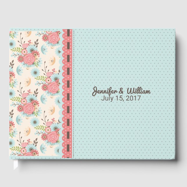 Chic Floral and Polka Dot Wedding Guest Book (Front)