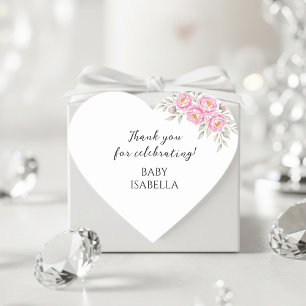 Chic Floral Baby Girl Shower Stickers - Delicate