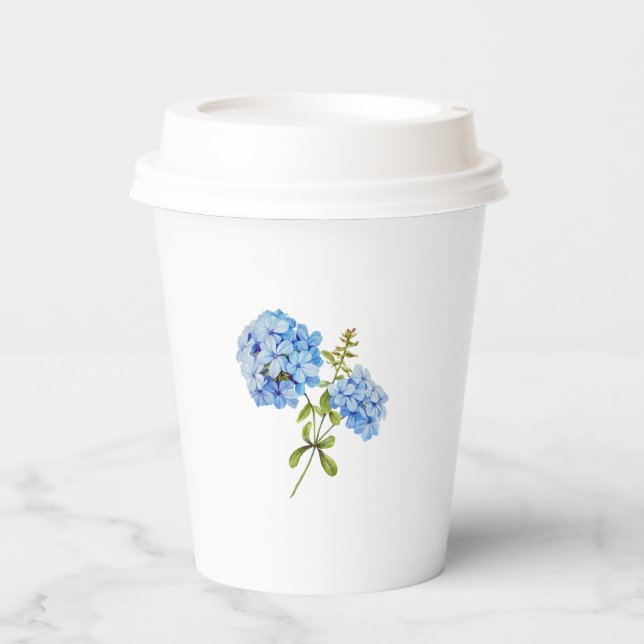 Chic Floral Blue Hydrangea Event Wedding  Paper Cups (Front)