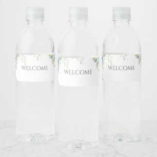 Chic Floral Blue Hydrangea Event Wedding  Water Bottle Label