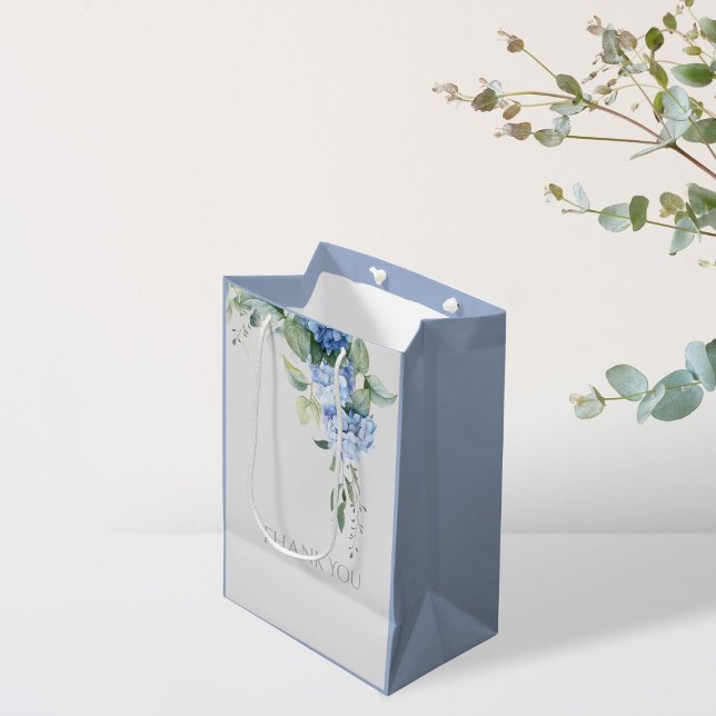 Chic Floral Blue Hydrangea Periwinkle Wedding  Medium Gift Bag (Creator Uploaded)